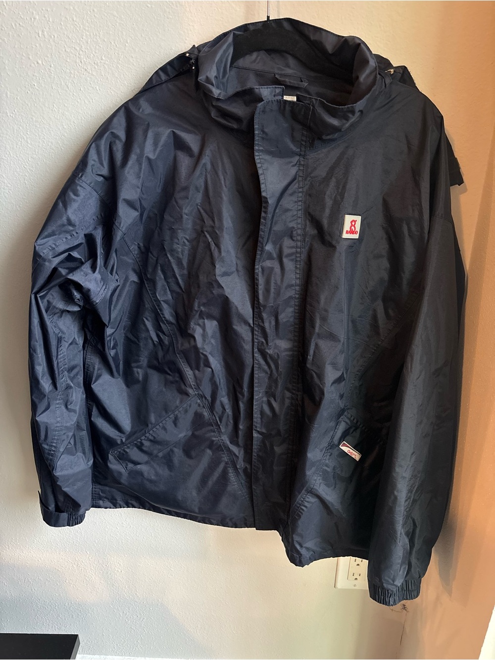 Men's Navy Hooded Raincoat - Classic Water-Resistant Shell